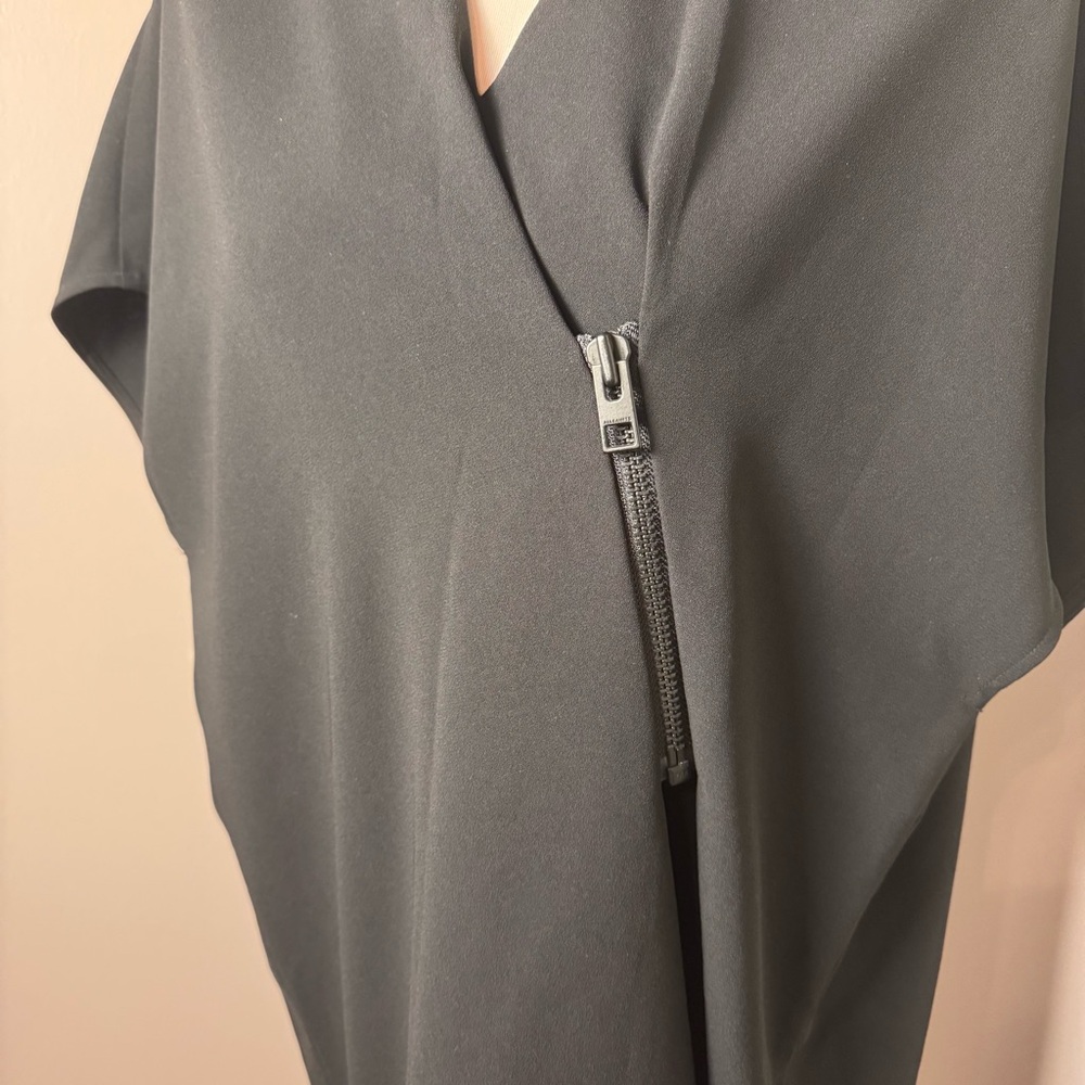 ALL SAINTS Alvar Asymmetrical Sheath Midi Dress V-Neck BLACK / SIZE 4 - Picture 5 of 13